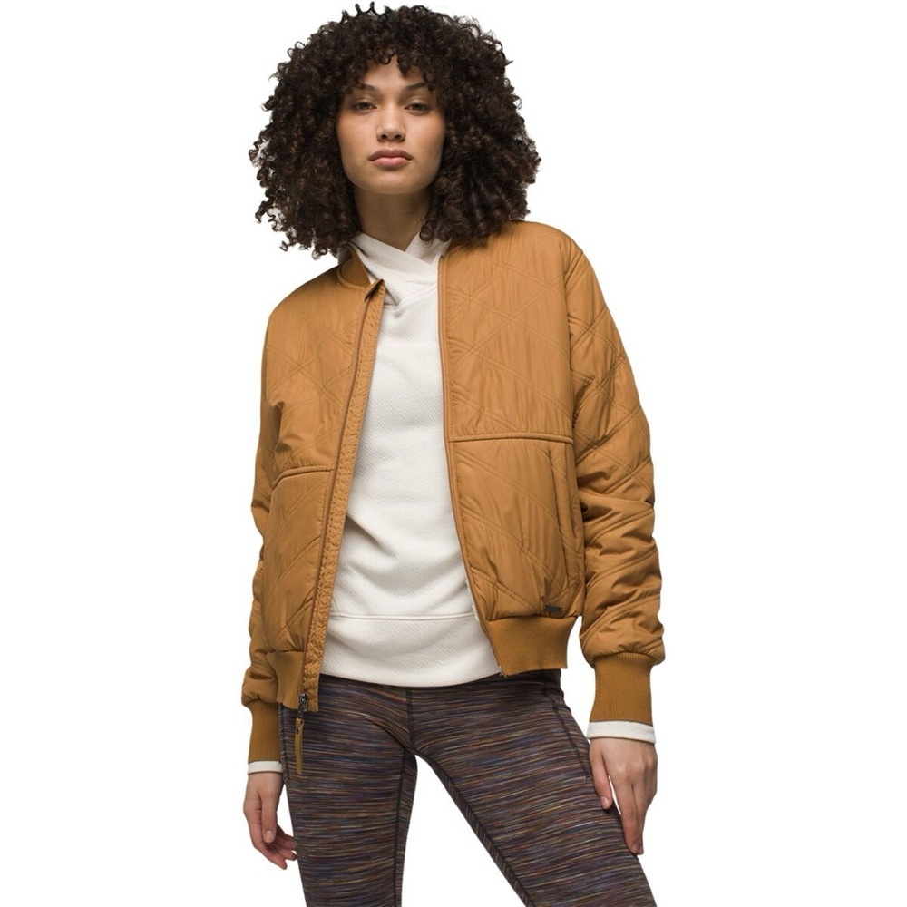 Prana Camel Colour Esla Quilted Bomber Jacket Size Small